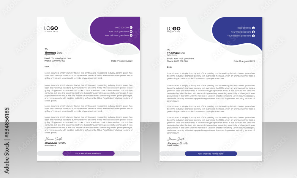 Obraz premium Modern Creative & Clean business style letterhead for your corporate project design. Set to print with vector & illustration. 