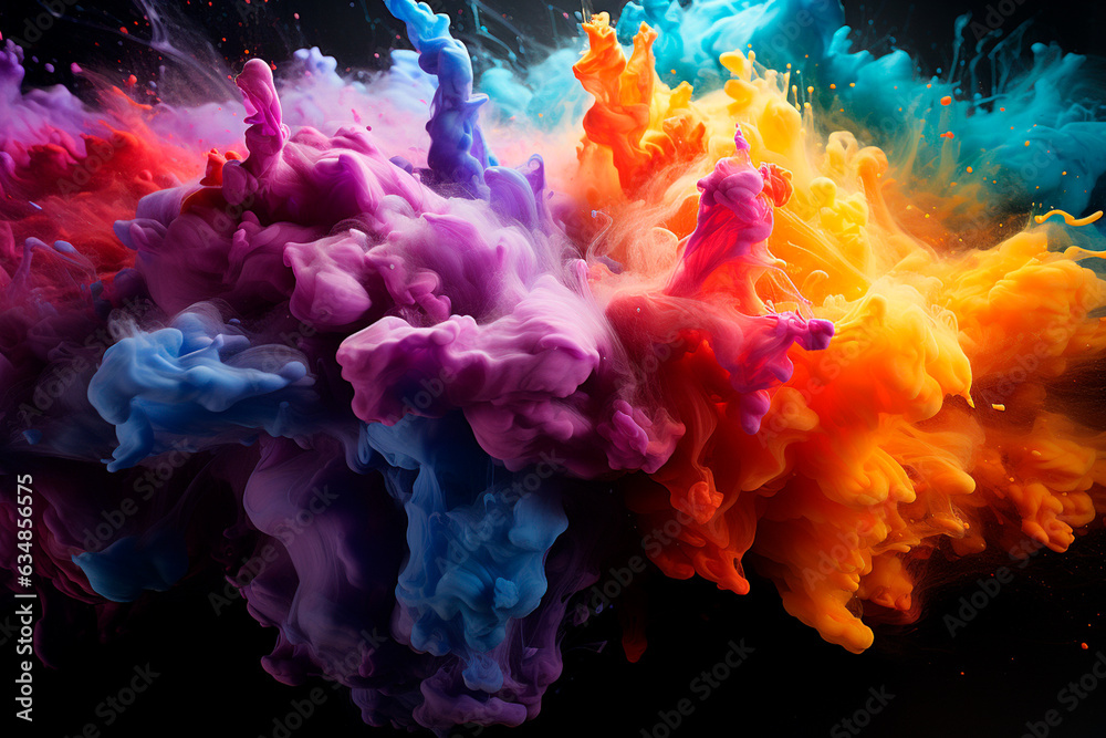 colorful paint on black background