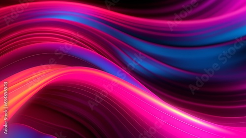 Neon Background with Neon Lines and Curves. AI generated