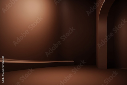 Trendy merchandise advertising shooting background in chocolate colors. Generative AI