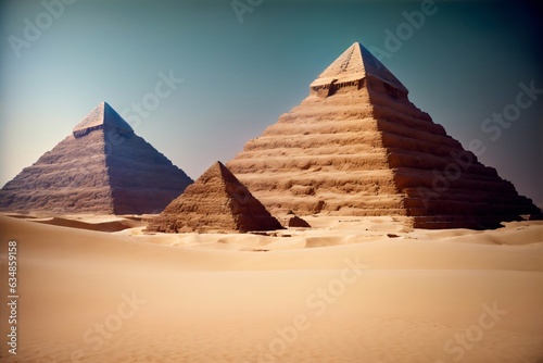 A Group Of Pyramids Sitting In The Middle Of A Desert