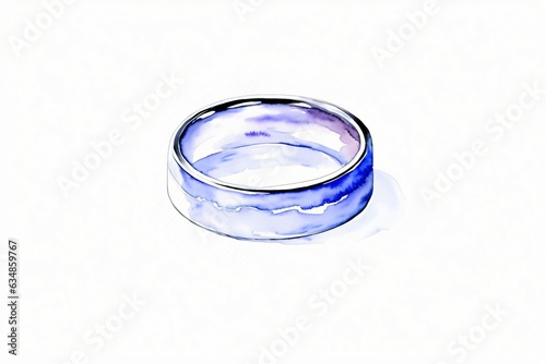 A Watercolor Painting Of A Wedding Ring On A White Background
