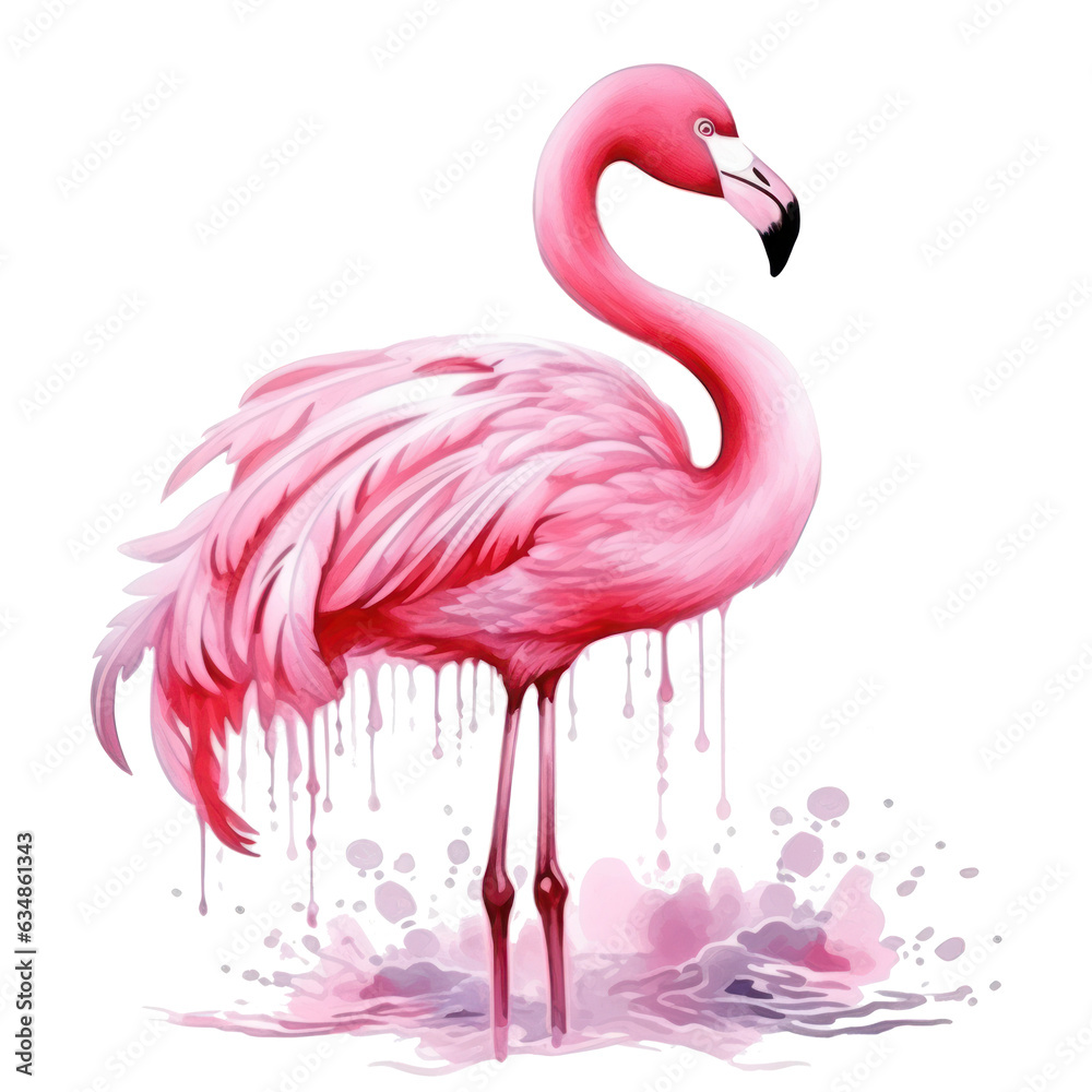 Fototapeta premium Watercolor pink flamingo isolated