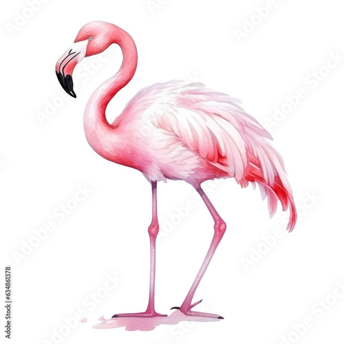 Watercolor pink flamingo isolated © olegganko