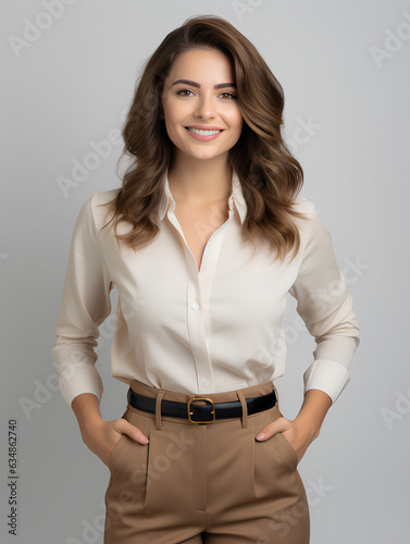 photo portrait of a smiling young business woman, for design, marketing