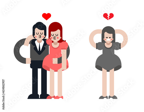 Changing husband. guy betrayed. Man traitor with knife. Concept of sticking a knife in wife's back.