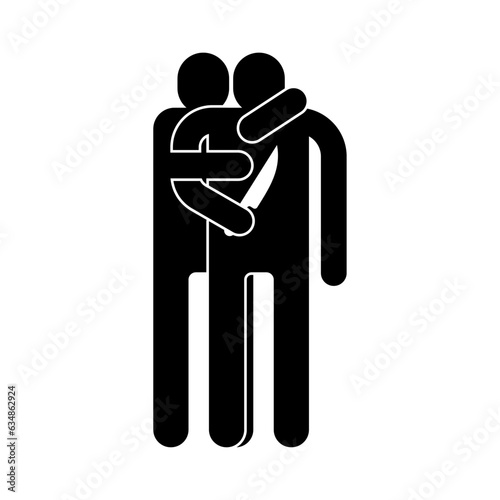 Traitor sign icon. Betrayal symbol. Concept of betrayal is a knife in the back.