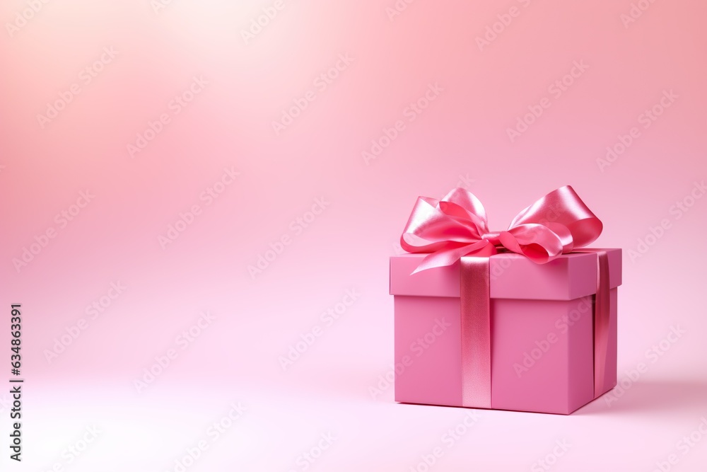 Pink gift box on pink background with copy space. Illustration  | Generative AI