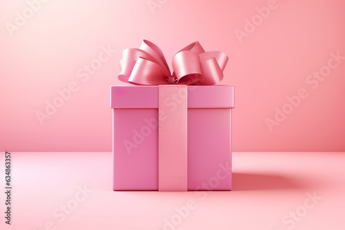 Pink gift box on pink background with copy space. Illustration  | Generative AI