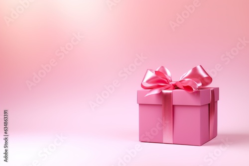 Pink gift box on pink background with copy space. Illustration | Generative AI