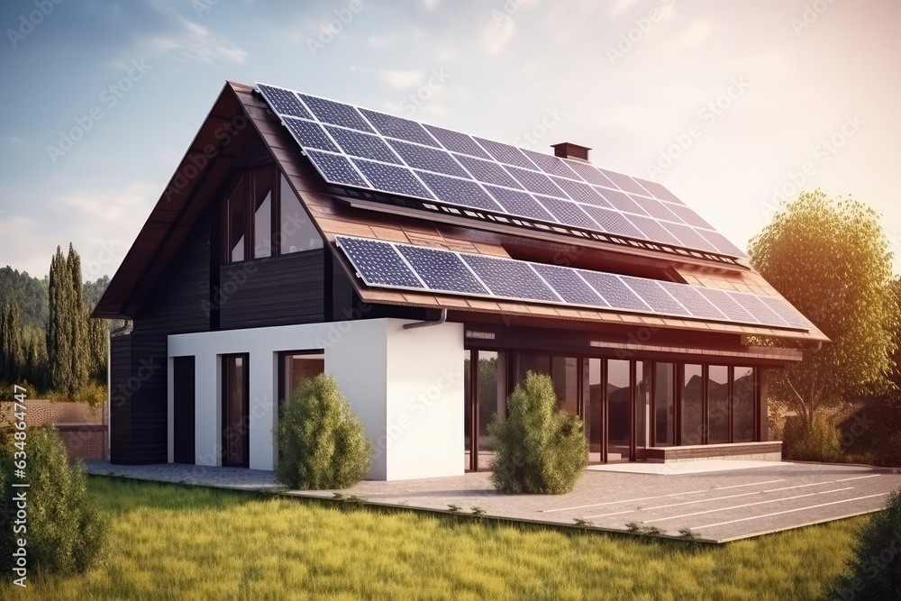 House with solar panels on the roof Sustainable