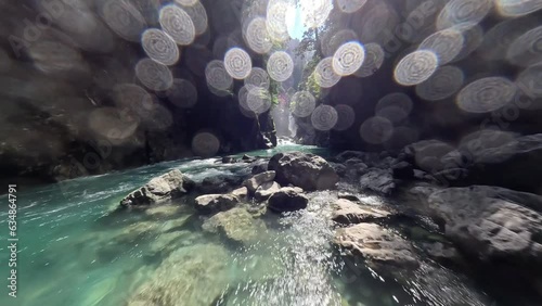 River and waterfall in the deep mountains of Odaicho Mie Japan by FPV drone