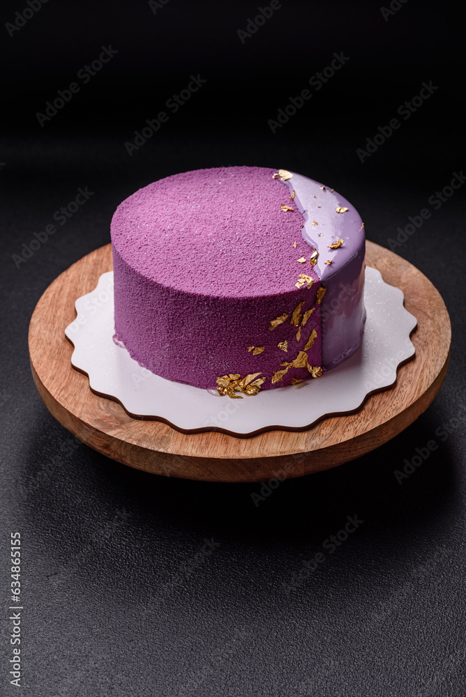 Delicious fresh sweet mousse cake with berry filling Delicious fresh sweet mousse cake with berry filling
