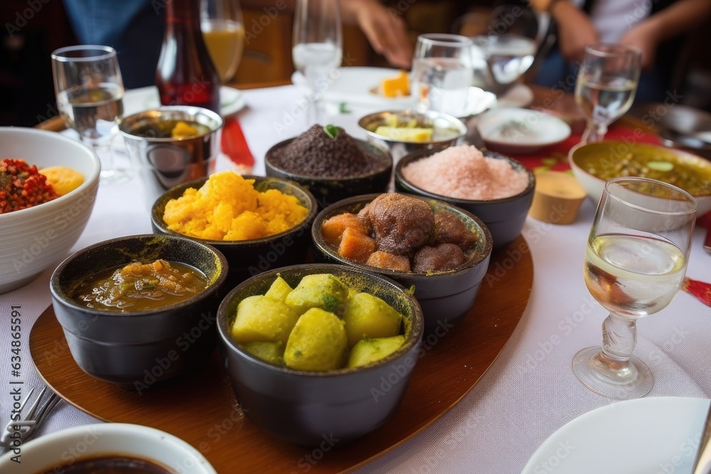 Feast of Brazilian flavors on a diverse table., generative IA