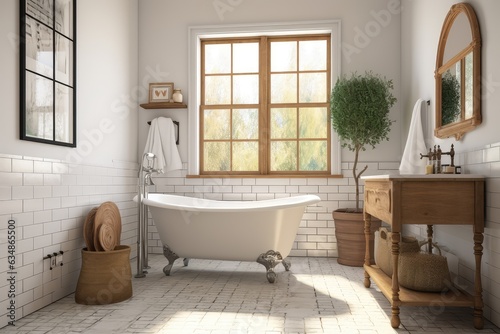 Interior design of Bathroom in Farmhouse style