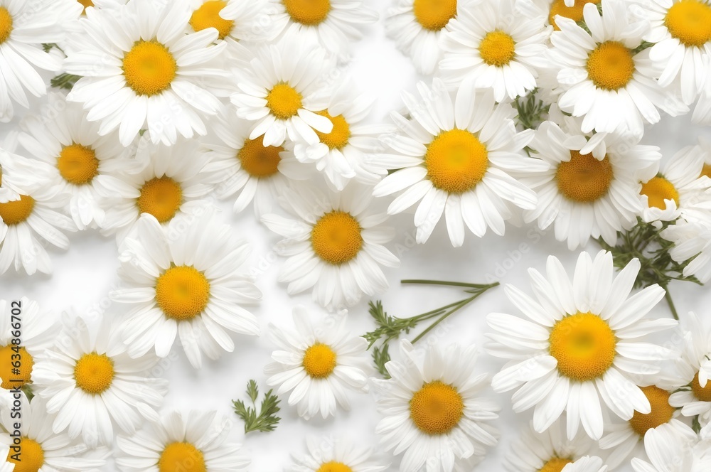 Chamomile flower bouquet isolated on transparent background. Daisy flower, medical plant. Chamomile flower for your design