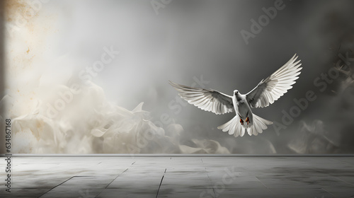 flying birds formation of pigeons many isolated copy-space backgound ai
