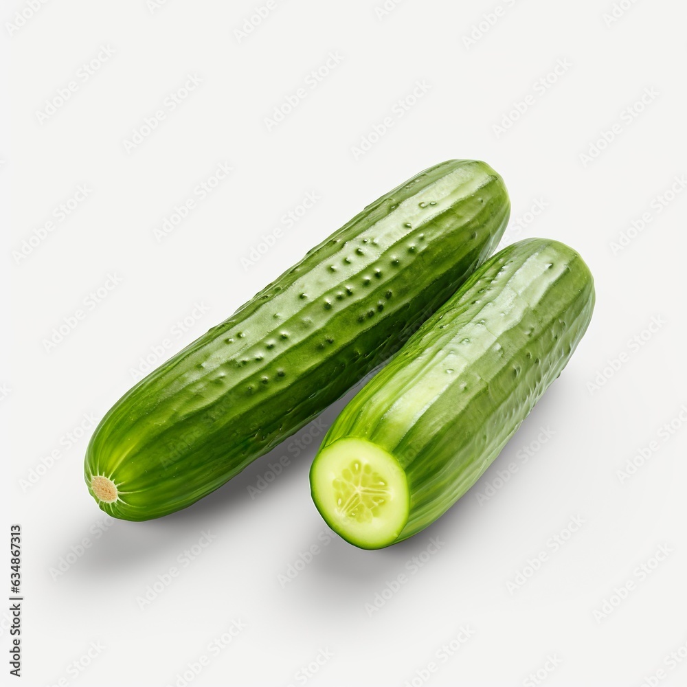 fresh green cucumber isolated | Generative AI fresh green cucumber isolated | Generative AI