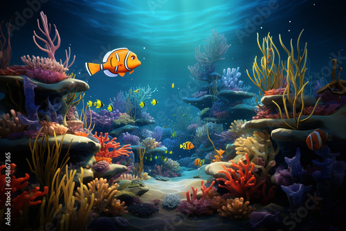 Underwater world with corals turtle fishes ocean inside. coral reef, blue tortoise, dept, lagoon aquatic world, coral formations animals marine life, aquatic creatures, water characters sea immensity, © Ирина Батюк
