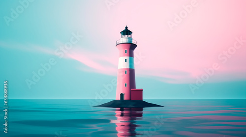 Lighthouse ultra minimalistic color blocking light rose and blue colors