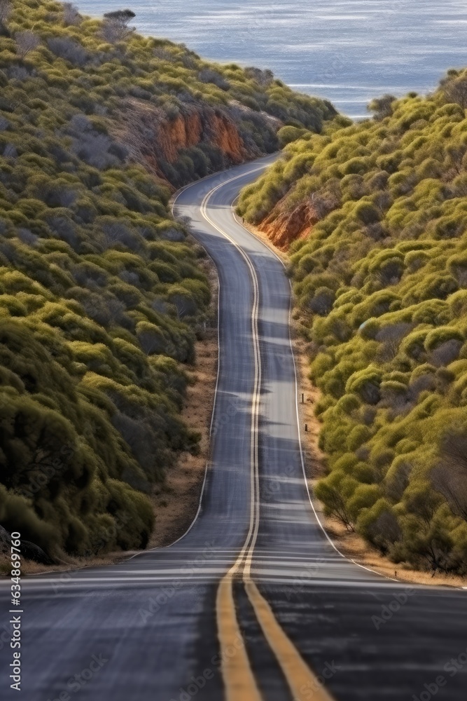 Adventure road trip, Twisting, Hilly road reflecting concept of journey and travel. Adventure road trip, Twisting, Hilly road reflecting concept of journey and travel.