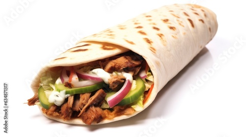 Doner kebab on white background, Fast food.