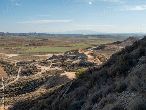 Rock formations in the Bardenas Reales desert in Spain.  