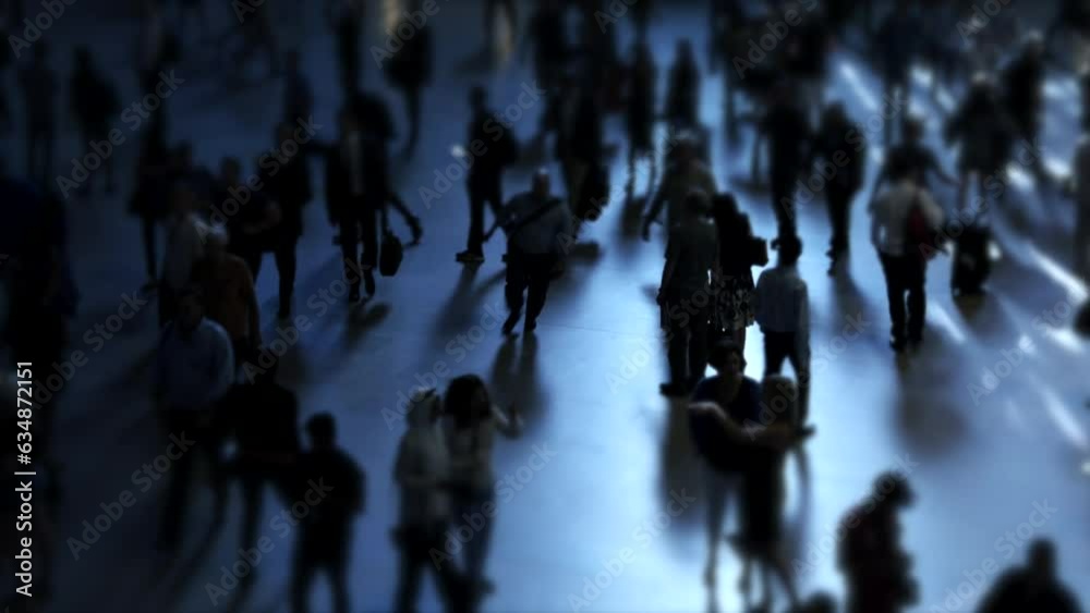 Time lapse of people walking in the city streets at rush hour traffic