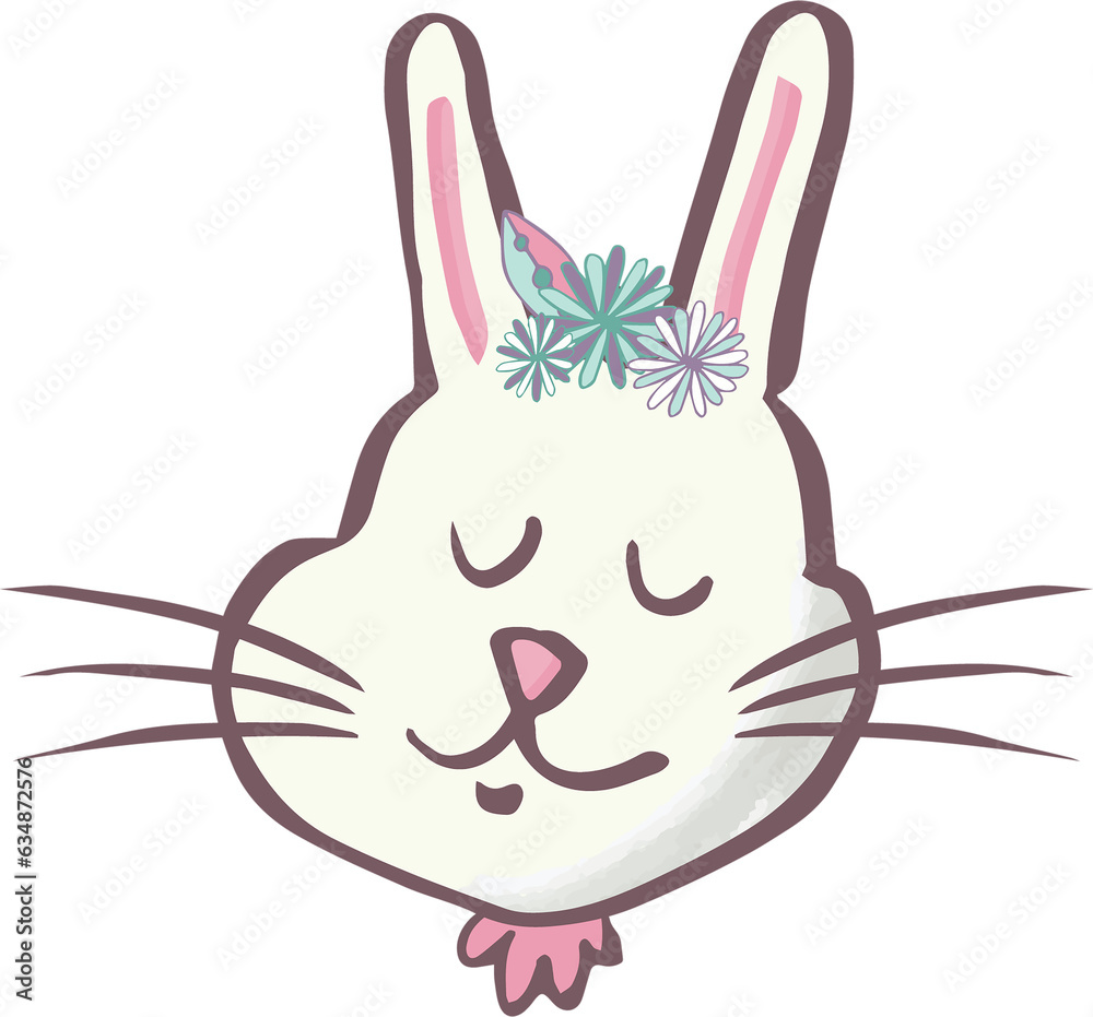 Obraz premium Digital png illustration of head of smiling hare on transparent background