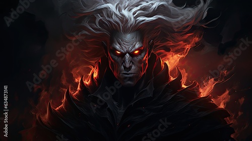 Eerie Shadows Envelop Illuminate Hades, the Underworld's Ruler, in Mysterious Cavern