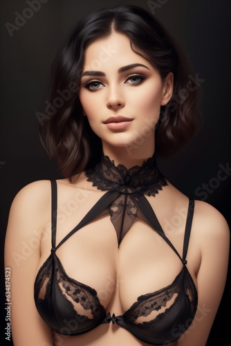 Beautiful woman posing for lingerie advertisement