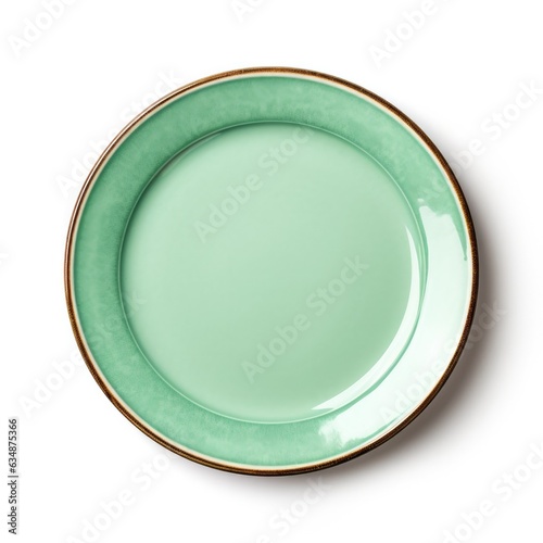 Empty Green Plate Isolated of a White Background