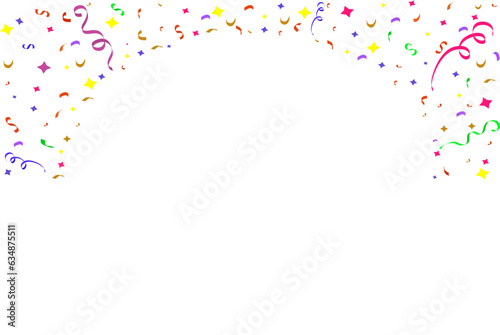 Confetti background with colorful serpentine ribbons.Vector illustration