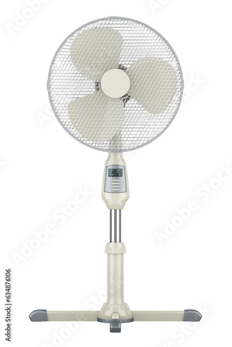 Standing Pedestal Electric Fan front view, 3D rendering isolated on transparent background