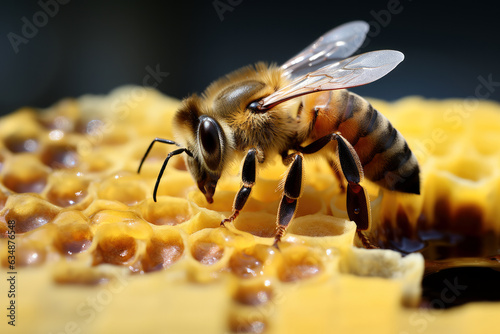 Beautiful honey bee close up shoot