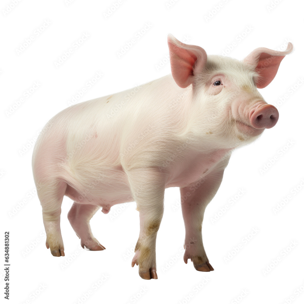 a pig, 3/4 view full body in an Agricultural-themed, photorealistic illustration in a PNG, cutout, and isolated. Generative ai a pig, 3/4 view full body in an Agricultural-themed, photorealistic illustration in a PNG, cutout, and isolated. Generative ai