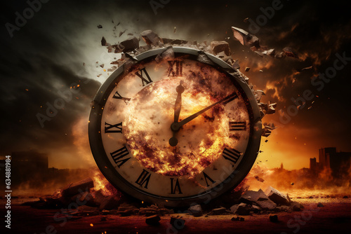 Burning Clock in fire