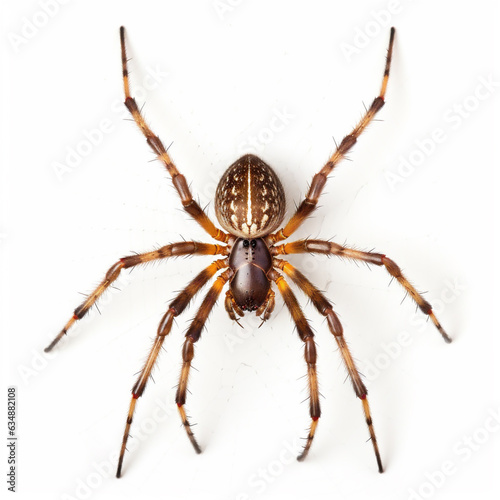 macro of a spider isolated on white background.