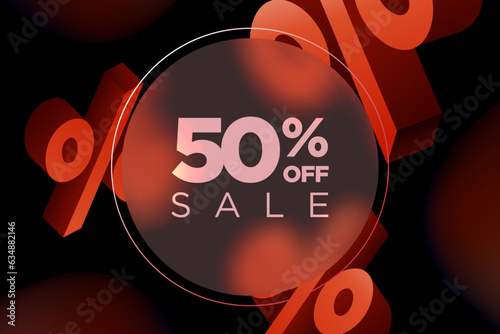 Discount Special Offer Banner Design Template for Black Friday. 50% OFF Sale. Discount Price. Special Offer Marketing Ad. Discount Promotion. Sale Discount Offer. Glass morphism style. (ID: 634882146)