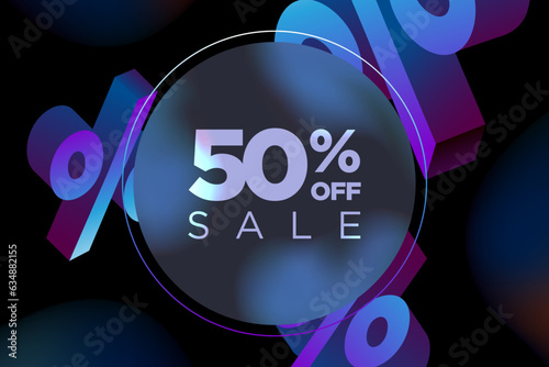 Discount Special Offer Banner Design Template for Black Friday. 50% OFF Sale. Discount Price. Special Offer Marketing Ad. Discount Promotion. Sale Discount Offer. Glass morphism style. (ID: 634882155)