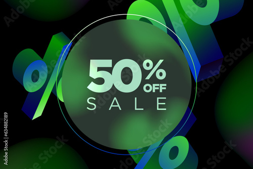 Discount Special Offer Banner Design Template for Black Friday. 50% OFF Sale. Discount Price. Special Offer Marketing Ad. Discount Promotion. Sale Discount Offer. Glass morphism style. (ID: 634882189)