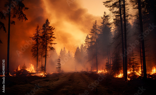 Photo of a forest fire. Generative AI © lutsenko_k_