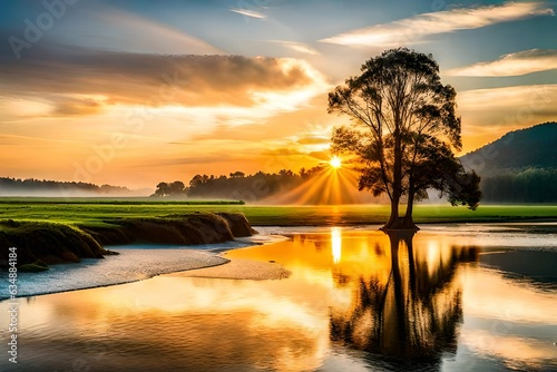 sunset on the river