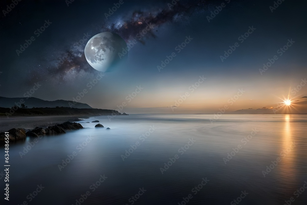 night landscape with moon