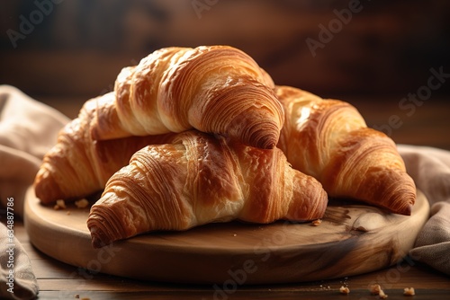 Morning breakfast with croissants.