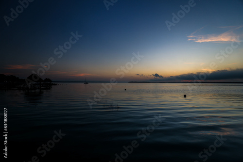 Beautiful sunset at Bacalar Mexico