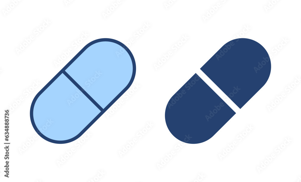 Pills icon vector. capsule icon. Drug sign and symbol Pills icon vector. capsule icon. Drug sign and symbol