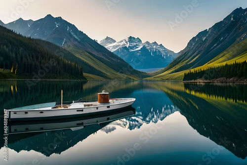 boat on the lake generated by al technology 