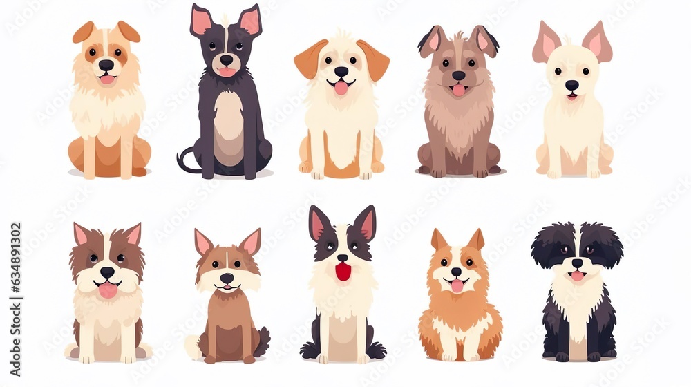 Dogs collection. Vector illustration of funny carto