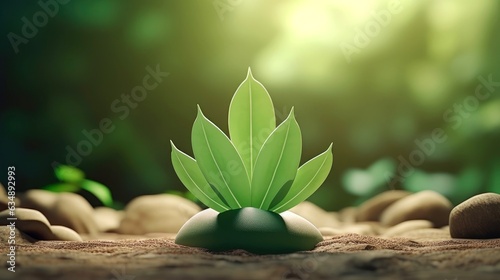 3d mockup leaf of tree and plant. Ecology, bio and natural products concept, Close up view of leaves composition, minimal style